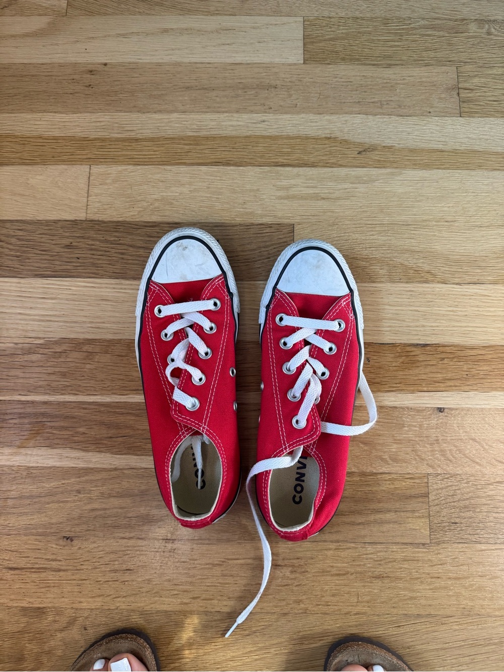 Converse Red Canvas Low-Top Sneakers with White Trim